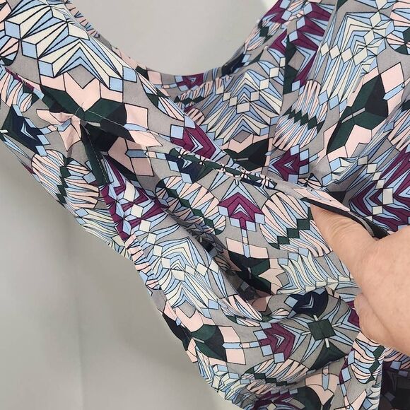 Ashley Stewart Retro Print Dolman Sleeve Poncho Style Blouse Size XL 14-16 - Picture 5 of 11